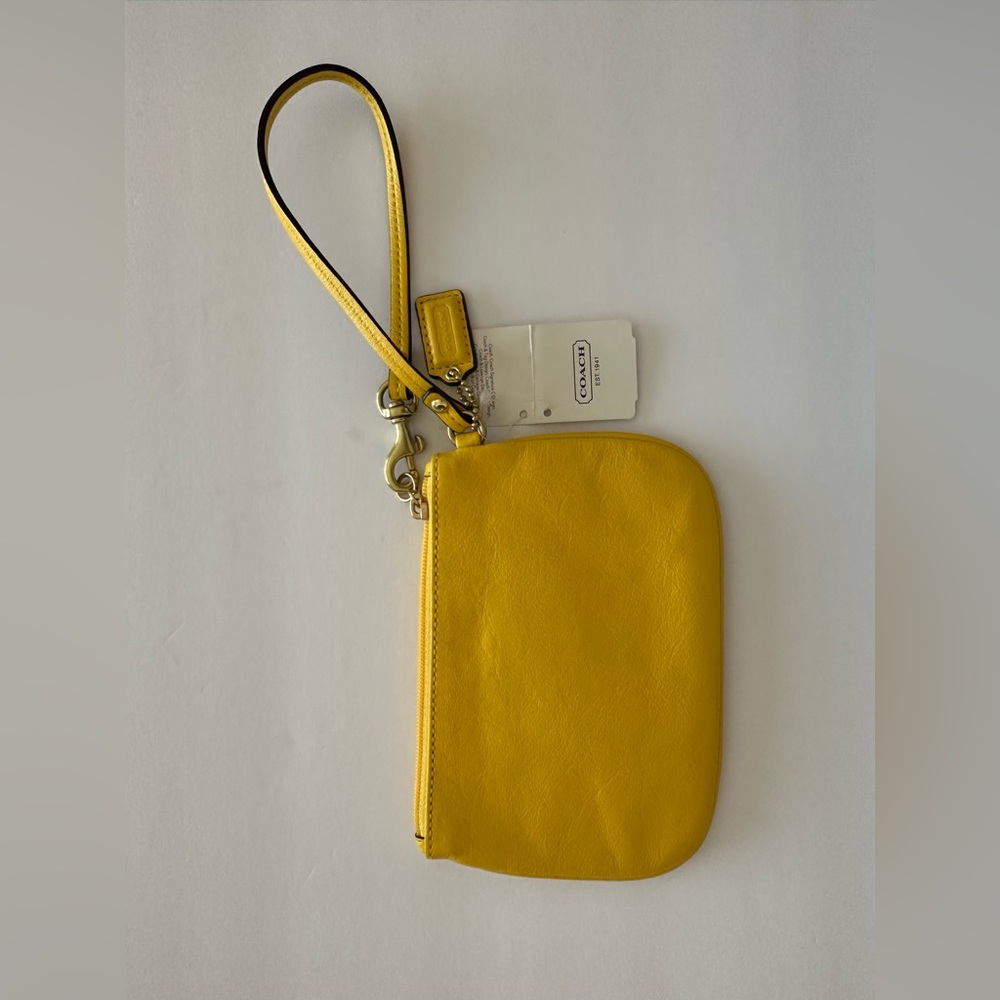Coach Vibrant Yellow Leather Wristlet